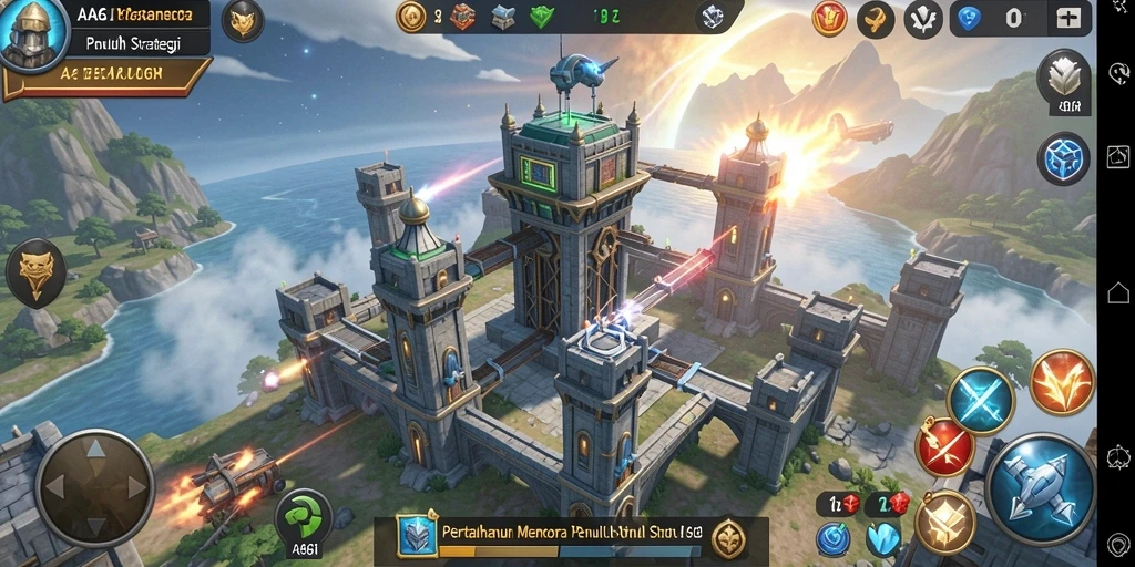 Tampilan gameplay menara pertahanan yang seru dan strategis.