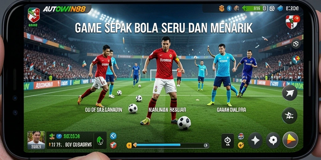 Screenshot gameplay <strong>AUTOWIN88</strong> menampilkan aksi seru di lapangan sepak bola.