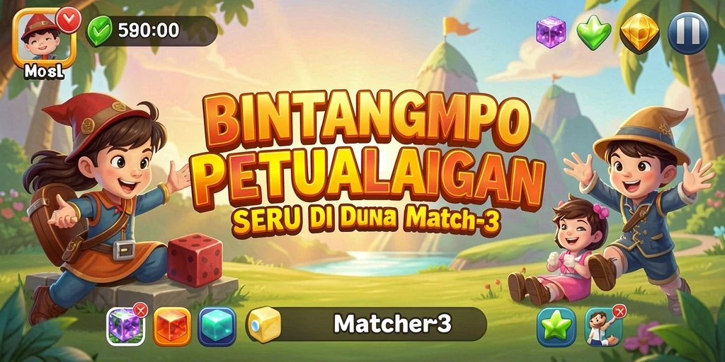 Tampilan gameplay seru dari BINTANGMPO dalam genre Match-3.
