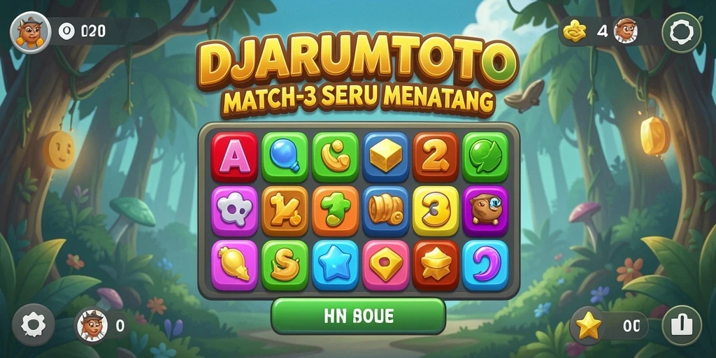 Screenshot gameplay DJARUMTOTO menampilkan aksi seru permainan Match-3.