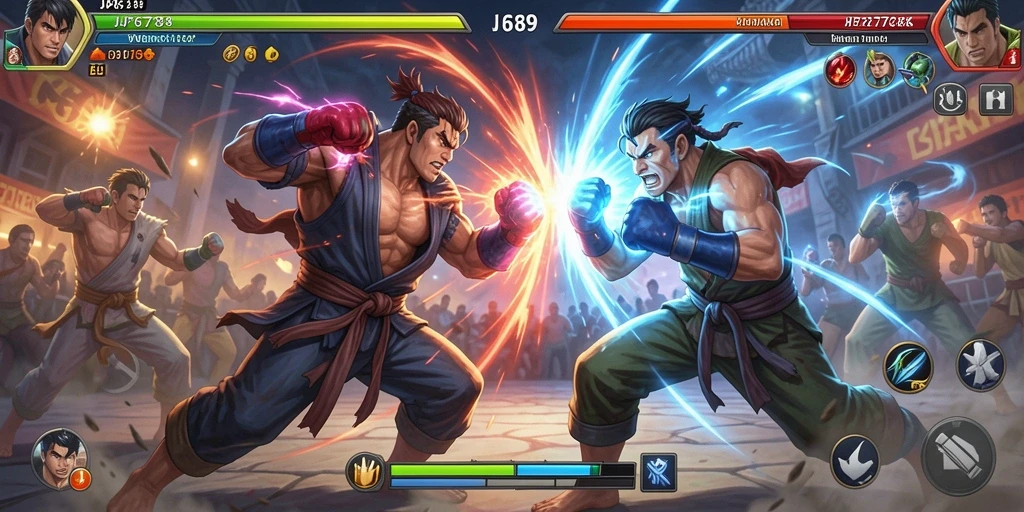 Tangkapan layar gameplay JP6789 dengan aksi pertarungan yang mendebarkan.