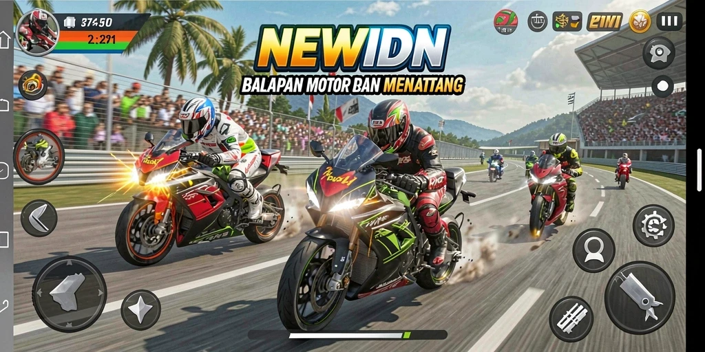 Gameplay seru dan menegangkan dalam balapan motor.