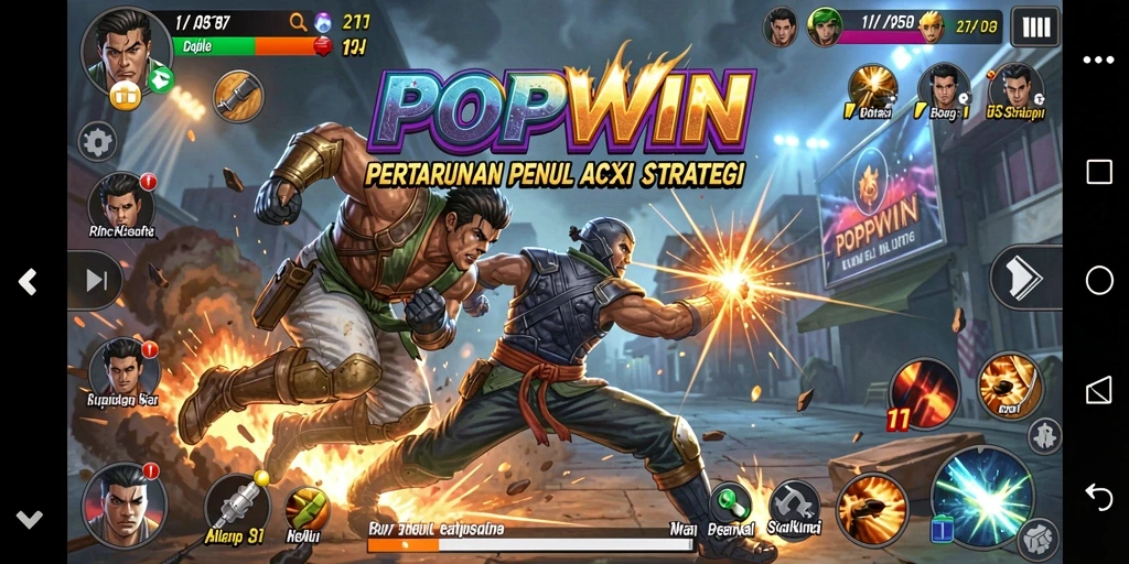 Tampak seru saat karakter bertarung di arena.