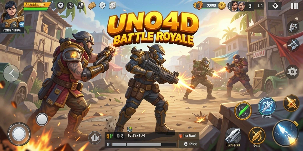 Tampilan seru gameplay UNO4D dalam pertempuran Battle Royale.