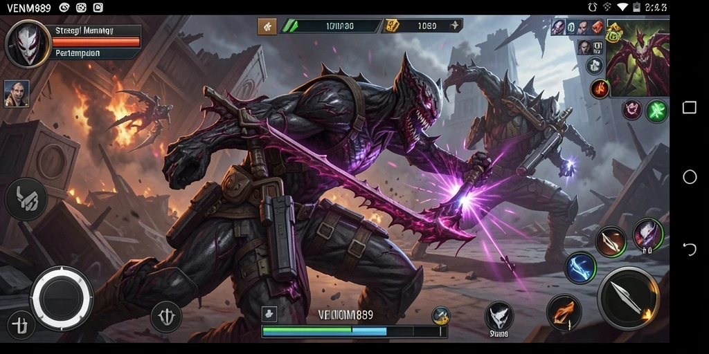 Tampilan gameplay strategis yang menegangkan dari VENOM889.