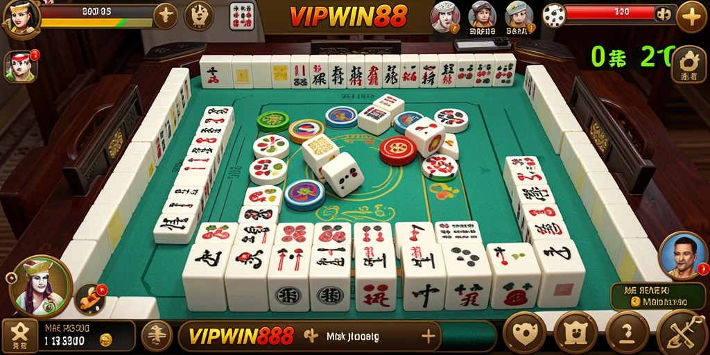 Screenshot gameplay VIPWIN88 yang menampilkan ubin Mahjong yang berwarna-warni.